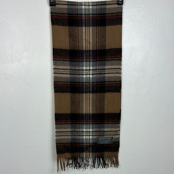 Geoffrey Beene Plaid Pure New Wool Scarf With Fringe - Picture 2 of 5